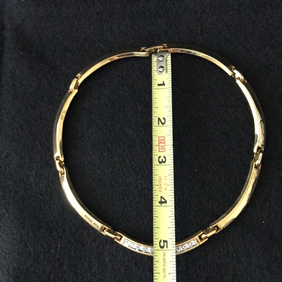 GOLD TONE AND FAUX DIAMOND ACCENT CHOKER - Picture 7 of 8